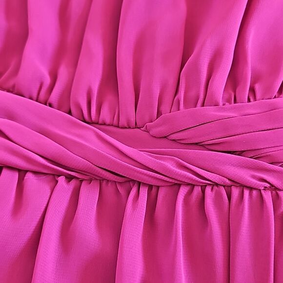 Yessica Women's Beaded Neckline Chiffon, Twisted Belt  Maxi Dress 12 Burgundy - Picture 16 of 16